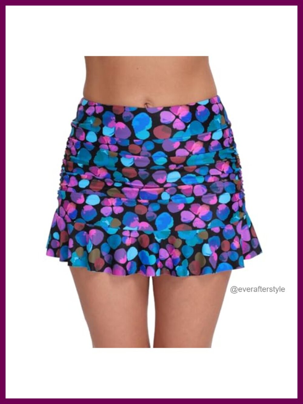 High Waisted Ruched Ruffle Swim Skirt with Shorts